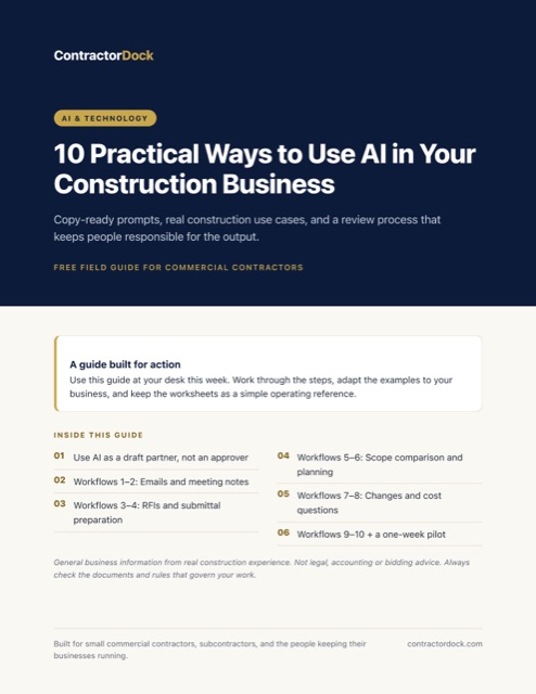 Cover of 10 Practical Ways to Use AI in Your Construction Business